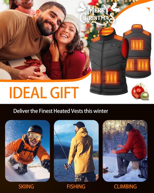 HILLSLTR Heated Vest for Men with 18400mAh 7.4V Battery Pack，Lightweight Mens Heated Vest Electric Warming Vest with Pockets,XL