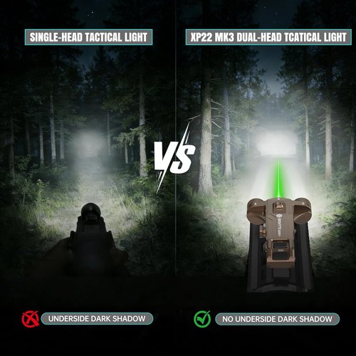 Brinyte XP22 MK3 Tactical Flashlight - 1600 Lumens Dual-Head with Green Laser | Shockproof & Rechargeable