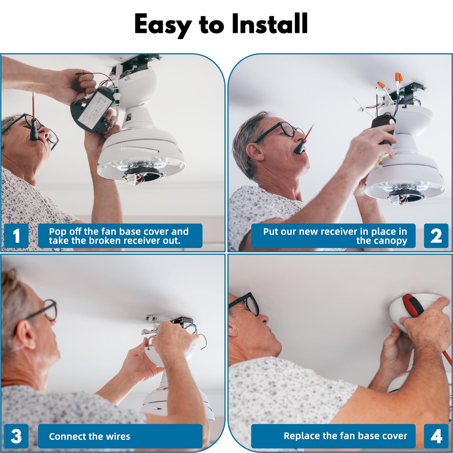 LPHUMEX Ceiling Fan Light Remote Control Kit with Ultra-Small Receiver – Ceiling Fan Speed, Timer & Light Control, Universal Compatibility for AC Motor Hunter/Honeywell/Hampton Bay/Other Ceiling Fans