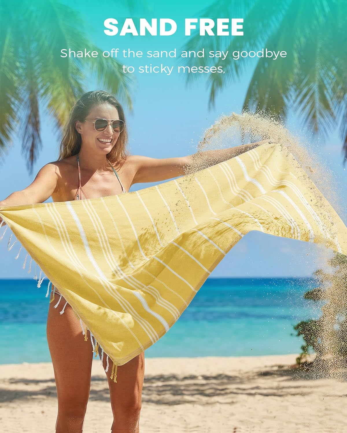 Skiennix Oversized Turkish Beach Towels - Quick Dry, Sand-Free, Extra Large Set of 6 | Perfect for Travel & Camping