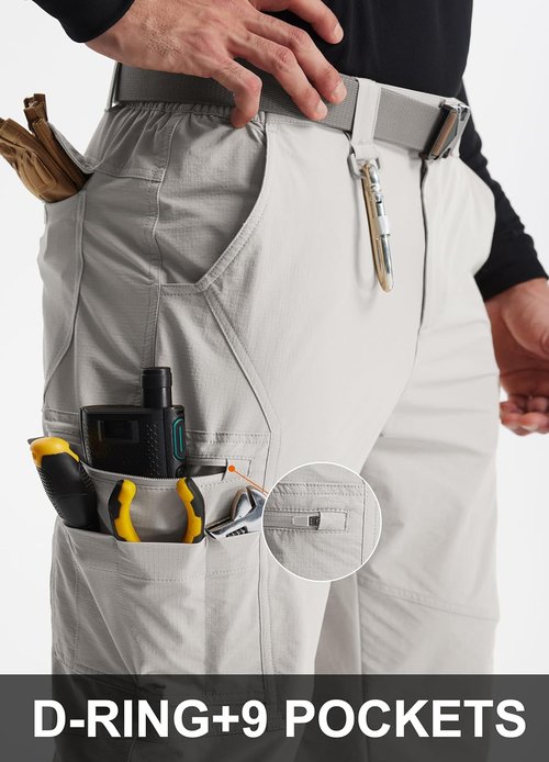 Libin Men's Cargo Pants - Water Resistant Tactical Outdoor Trousers with 9 Pockets for Hiking
