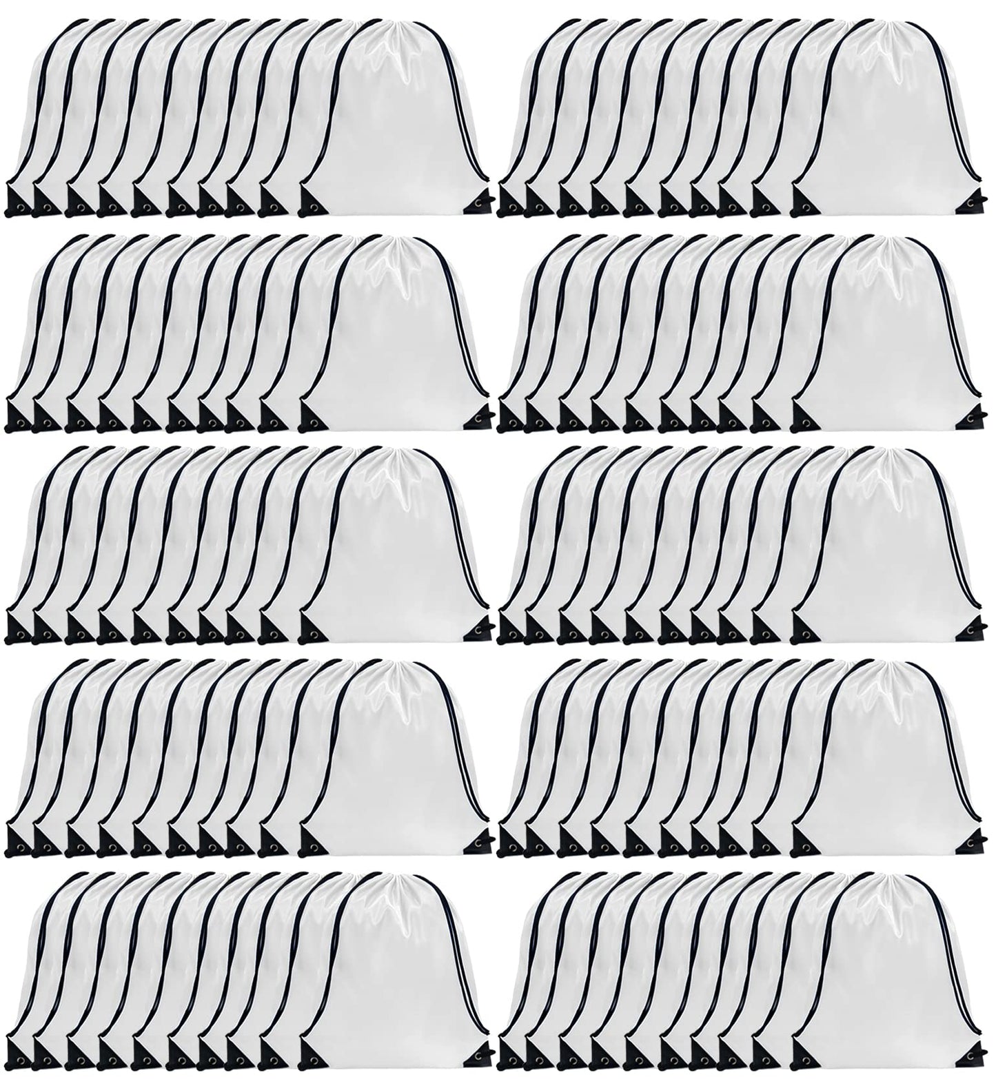 GoodtoU Drawstring Backpack Bulk, 100 Pcs Draw String Bags Cinch Bag Gym Sackpack Drawstring Bags for Women Men, White