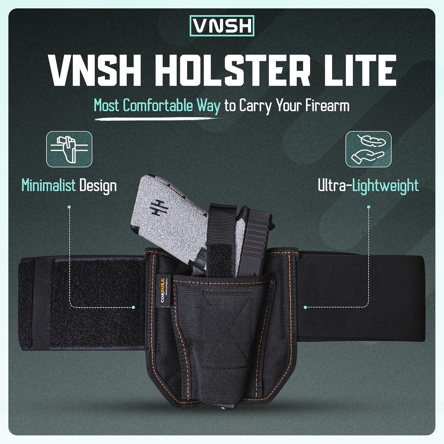 VNSH Lite Belly Band Holster - Comfortable, Lightweight & Discreet | Fits Glock, S&W & More