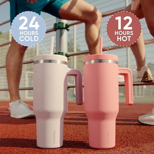 Hydrapeak Voyager 40 Oz Stainless Steel Tumbler - Insulated Water Bottle with Handle & Straw | Sage Color