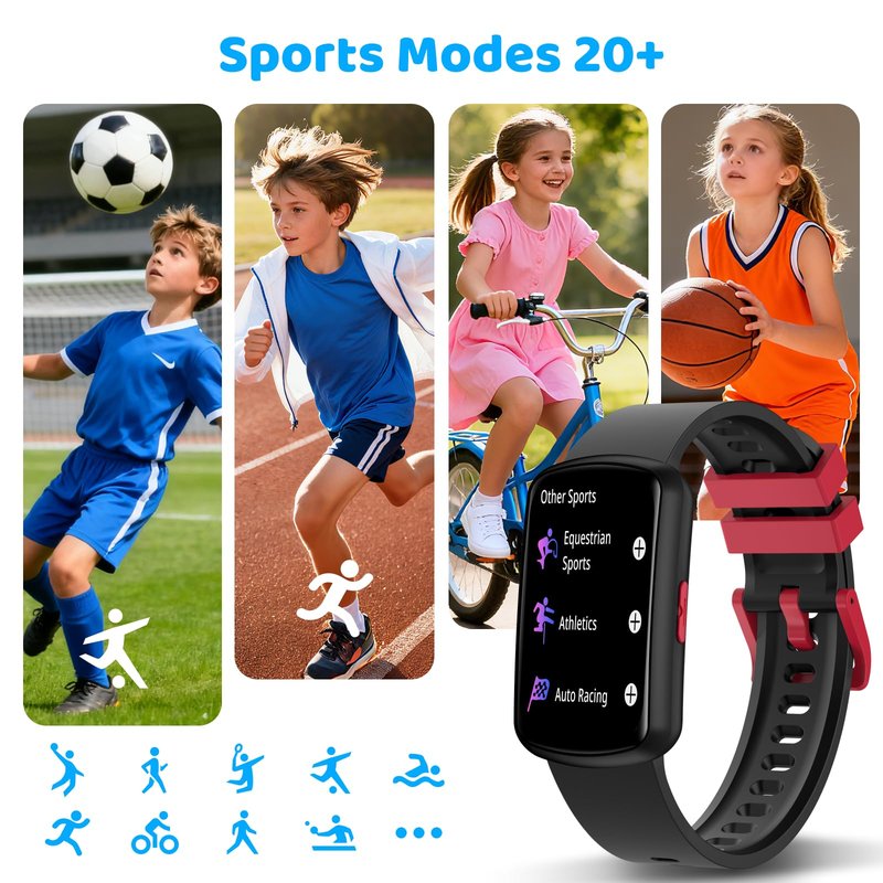 afoloery Smart Watch for Kids, Heart Rate, Sleep Monitor, Activity Tracker, Pedometer, IP68 Waterproof, Long Standby, Kids Fitness Tracker Watch for Boys Girls Ages 5-15 Birthday Gifts (Black)