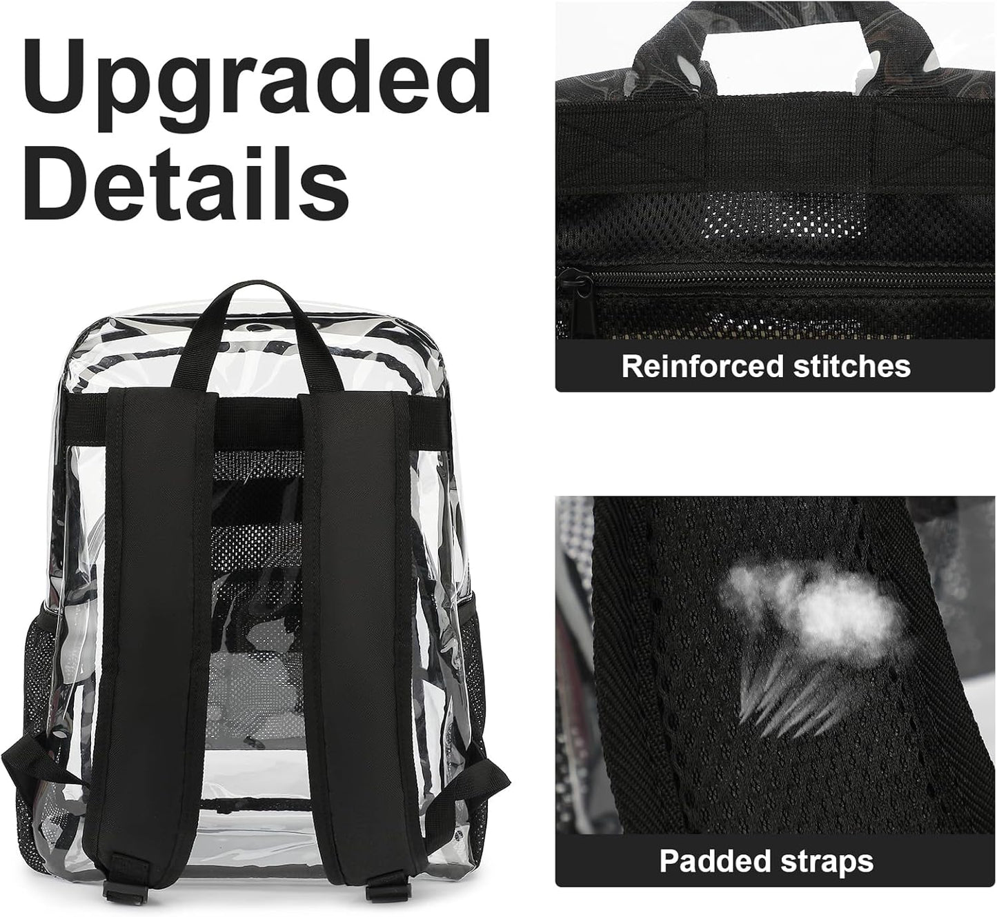 NEOREAL Clear Backpack - Heavy Duty Transparent Design for College, Work & Security | Black