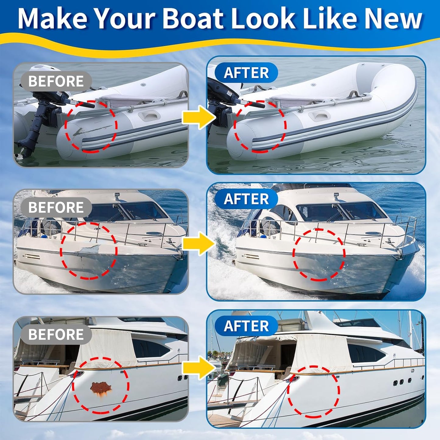 Skiennix Fiberglass Boat Repair Kit - Waterproof Epoxy Filler for Holes, Chips & Cracks (Color Match)