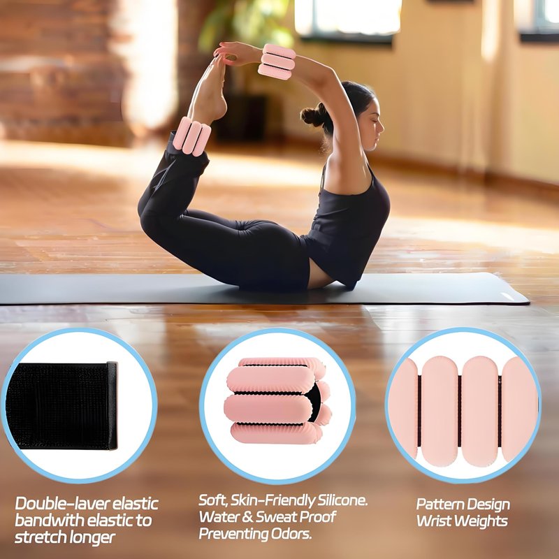 Wrist Weights, Ankle Weights For Women Men, Set Of 2 (1lb Each), Adjustable Weighted Wristbands Arm Leg Ankle Wrist Weights For Women & Men For Pilates, Walking, Yoga, Exercise, Strength Training, (Flesh Pink)