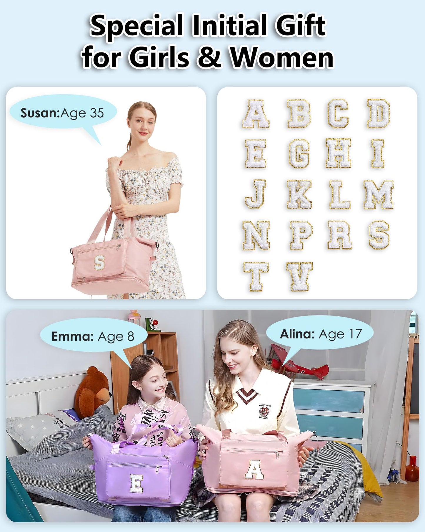 Wiabsi Women Girl Birthday Gifts Weekend Sleepover Overnight Duffle Bag