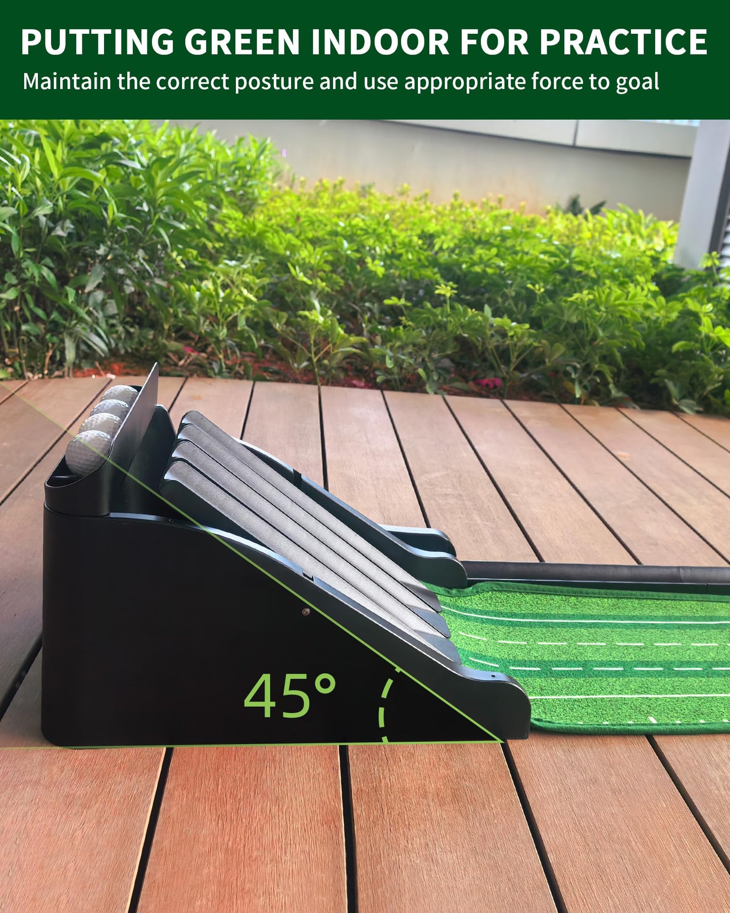 Putting Green Indoor - Practice Uphill Putts, Golf Putting Mat with Auto Ball Return, Golf Training Aid for Home, Office, Backyard, Party Game, Great Gifts for Men Dad
