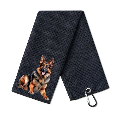 CybGene German Shepherd Gifts Golf Towel, Gifts for German Shepherd Lovers, 40 x 60cm Microfiber Golf Towel for Golf Bags for Birthday, Christmas