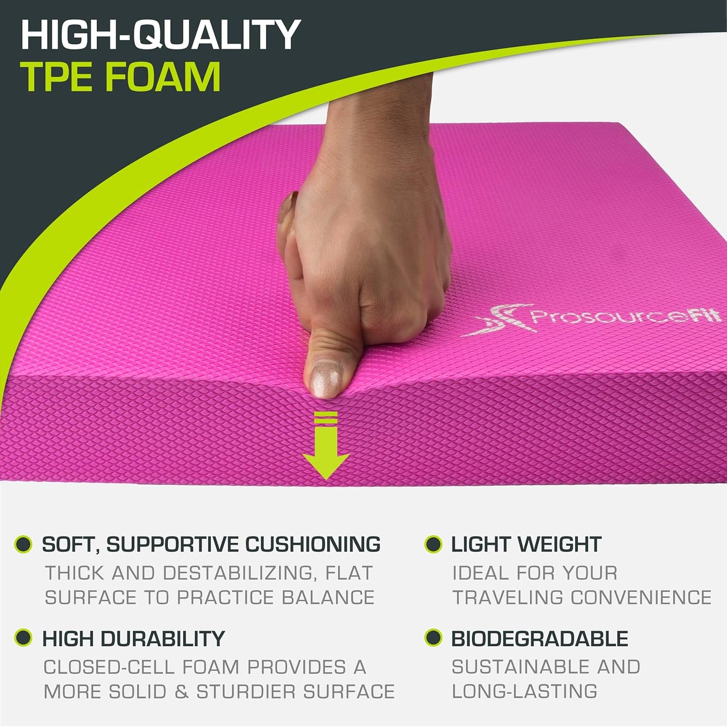 ProsourceFit Balance Pad - Non-Slip Cushioned Foam Mat for Fitness, Yoga & Stability Training