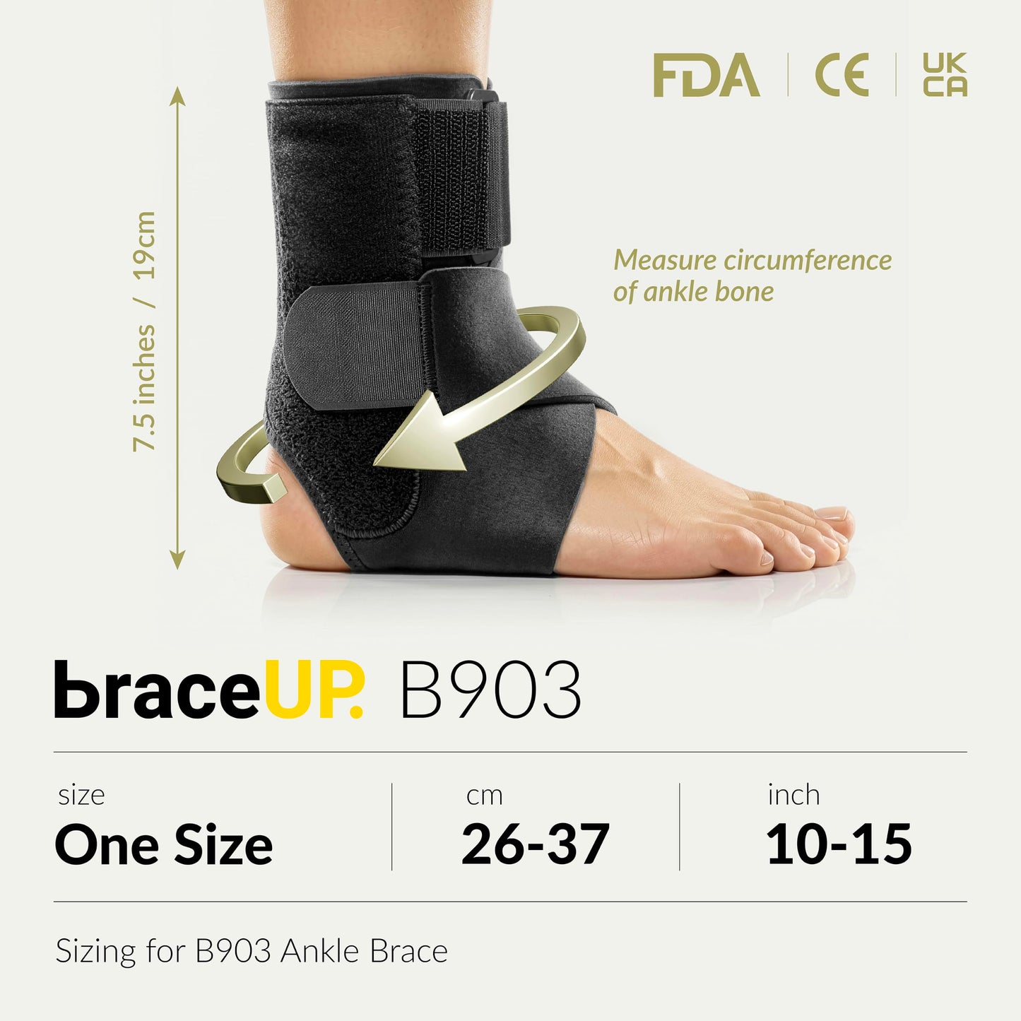 BraceUP Ankle Brace - Relieve Pain, Enhance Stability for Foot Pain, Sprained Ankle, Achilles Tendonitis, Men and Women (Black)