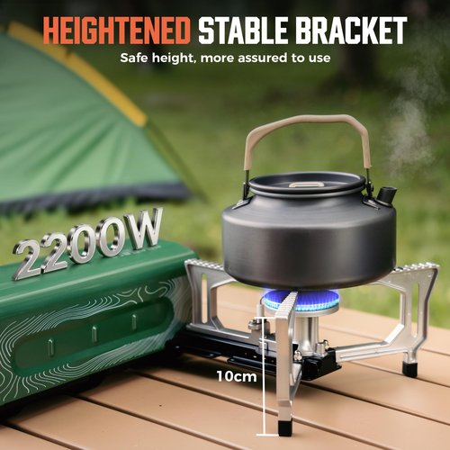 BIG HORN OUTDOORS Butane Camping Stove, Portable Folding Gas Burner with Carry Bag for Camping, Emergency Use and Outdoor Cooking