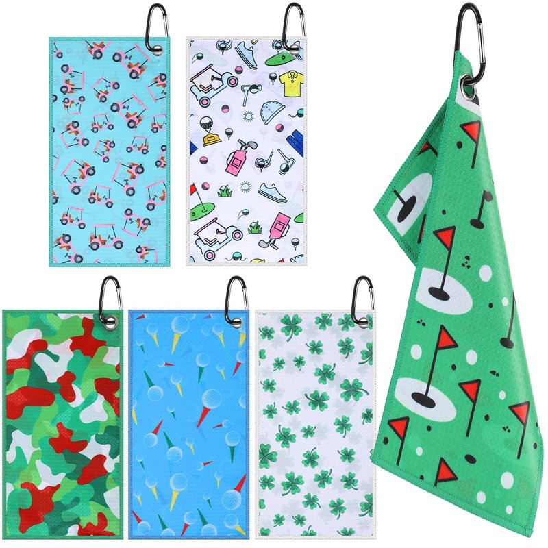 Mindsoft 6 Pack Golf Towels - 12"x6" Waffle Pattern Golf Towel for Golf Bags & Carts - Strong Magnet Hold - Funny Golf Gift