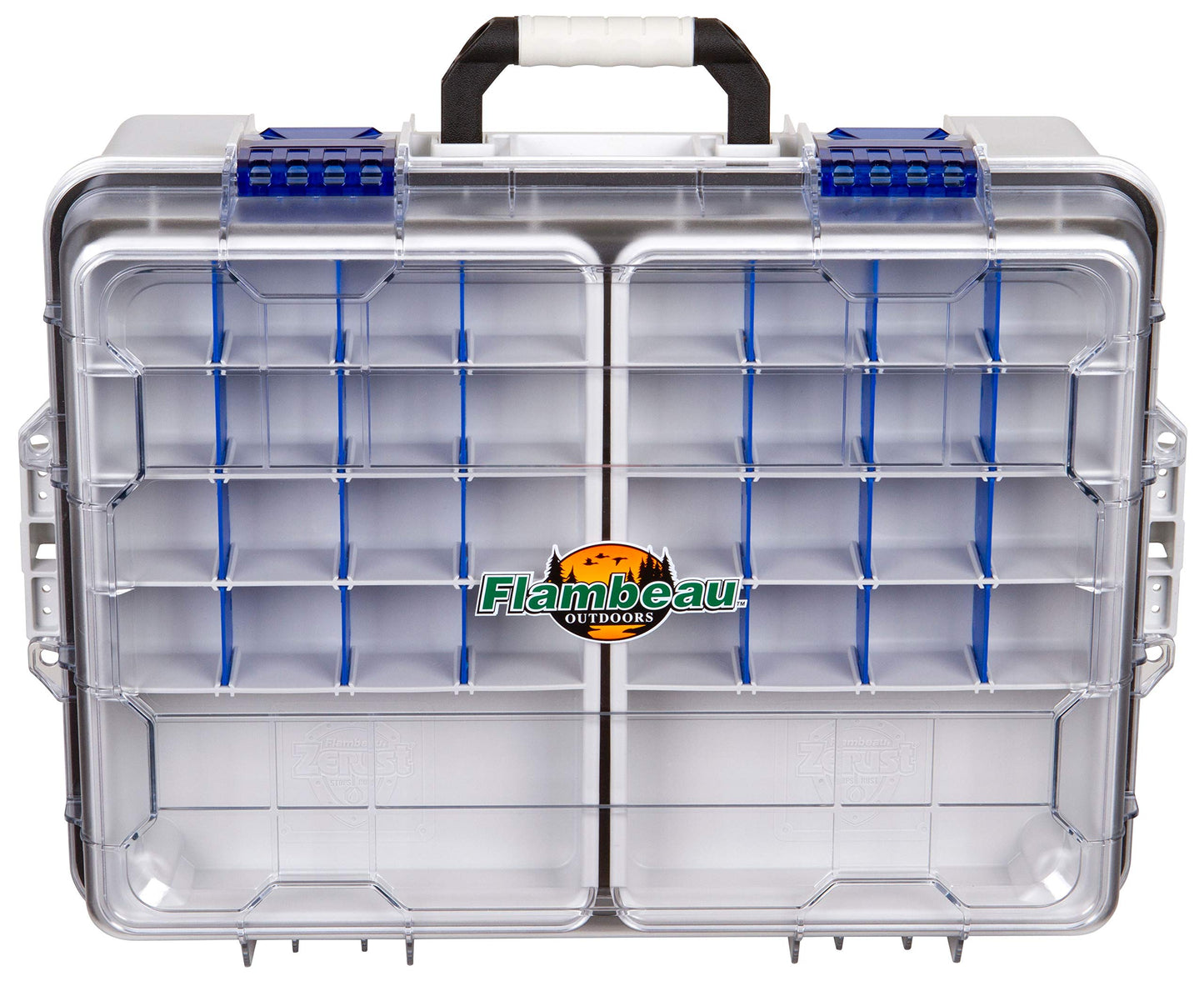 Flambeau Outdoors 4000WPNC Waterproof Satchel 4000, Portable Waterproof Tackle Box with Trays, Gray/Clear (18.71" L x 13.58" W x 7.58" D)