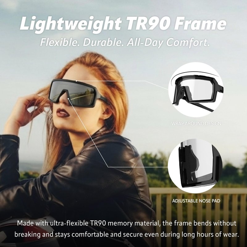 EYEGLAD Speedone Z87+ Safety Glasses, Safety Sport Sunglasses Photochromic Lenses UV400 Anti Fog Impact Resistant Men Women Powersports Motorcycle Riding Sports warp (KRYO)