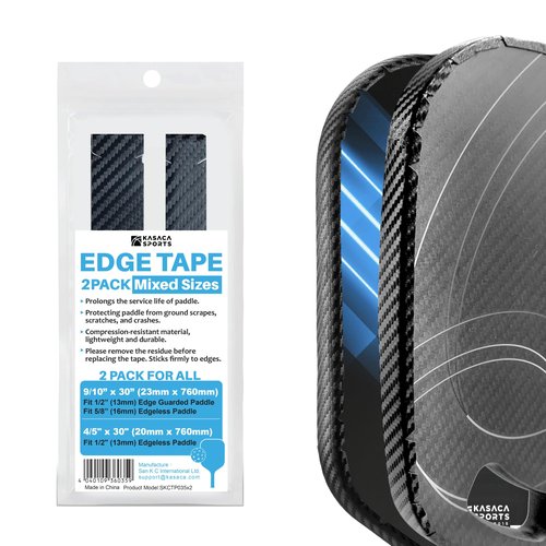 KASACA Pickleball Paddle Edge Guard Tape-2 Pack for 16mm & 13mm Paddles – 3K PU Interwoven Texture – No Wrinkling, Protective Tape for Edgeless & Edge-Guarded Paddles for Curved Edges
