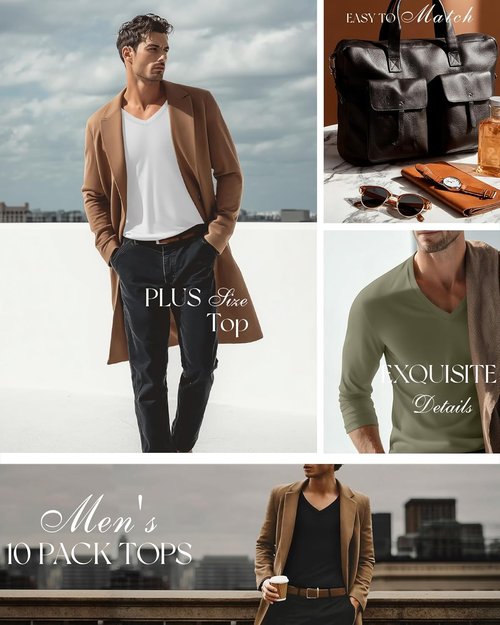 August Alley Men's Big & Tall Cotton Shirts - 10 Pack Fall Essentials | Comfortable & Stylish
