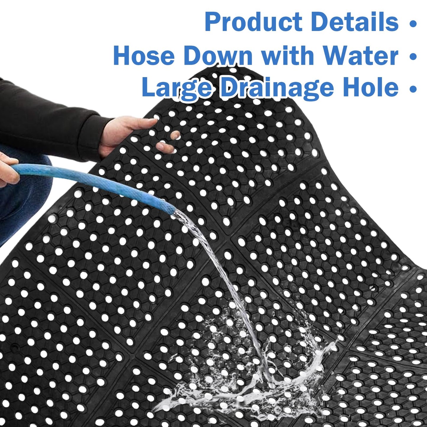 tonchean 82.6"x35.4" Commercial Anti-Fatigue Mat, Non-Slip Drainage Rubber Mat with Holes, Rubber Kitchen Mats for Floor, Restaurant, Door Mats Use Wet Area