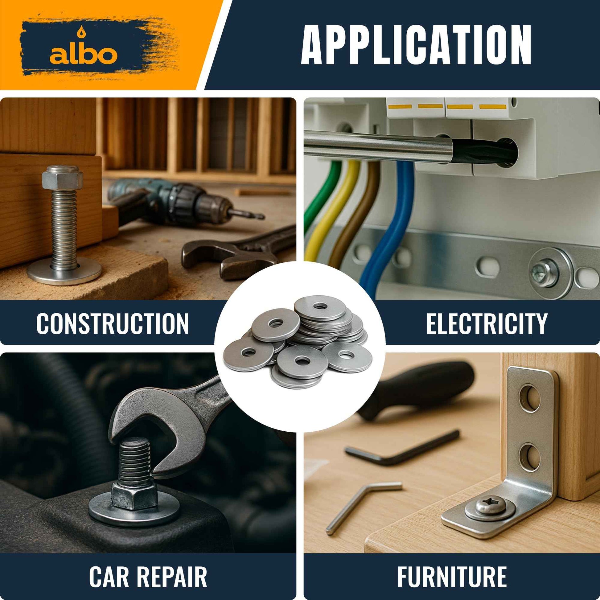 100 Pcs Stainless Steel Fender Flat Washers 5/16" x 1-1/4" for Bolts and Screws, Heavy Duty 304 Stainless Steel Hardware for Industrial & Home Use