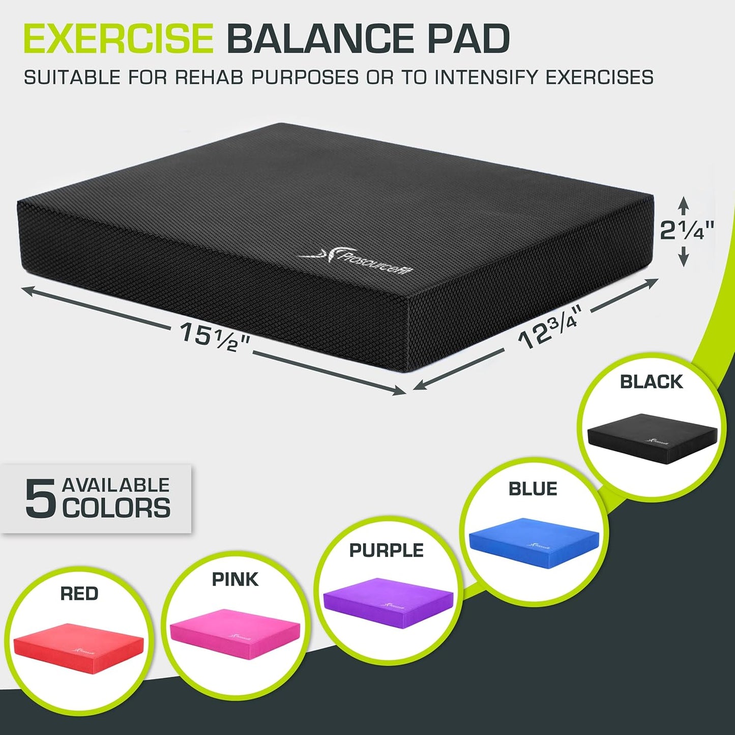 ProsourceFit Balance Pad - Non-Slip Cushioned Foam Mat for Fitness, Yoga & Therapy | Stability Training