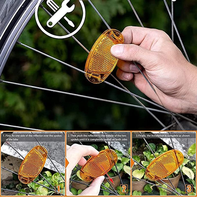 XHBTS 8 Pcs Riding Bike Bicycle Warning Reflector Bicycle Wheel Rim Reflective MTB Road Spoke Lights Bike Accessories (Yellow)