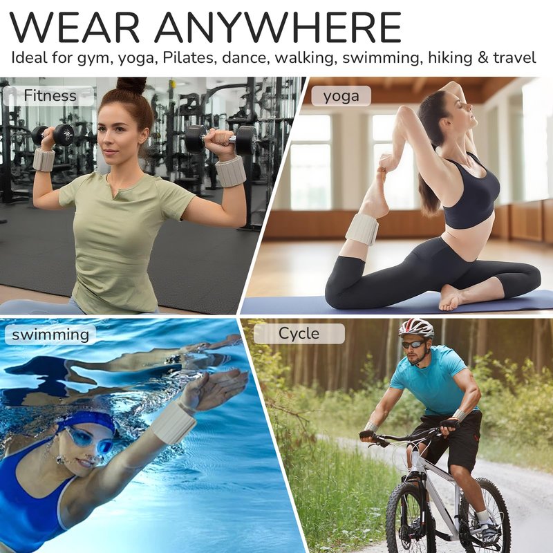 Ankle Weights and Wrist Weights for Women & Men - Adjustable Ultra-Thin Magnetic Design, Skin-Friendly Silicone with Steel Blocks for Yoga, Pilates, Swimming,Gym, Arm & Leg Weights Set of 2 (2Lb Each)