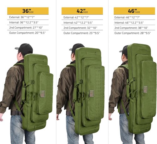 CVLIFE Soft Rifle Case - Triple Layered Double Gun Bag with Lockable Zipper & Backpack Strap | 36" - 46" Sizes