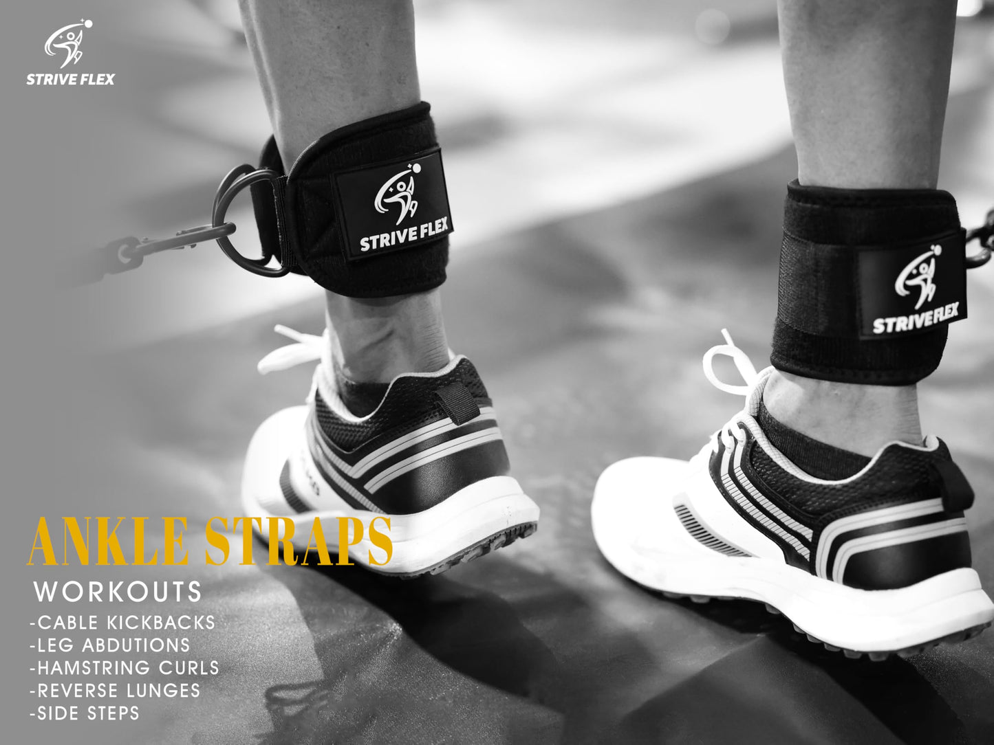 Ankle Straps for Cable Machines - One Size Fit with Premium Padding, Glute Kickback Ankle Strap for Women & Men, Booty Workouts, Hip Abductors & Lower Body Exercises Equipment (Black)