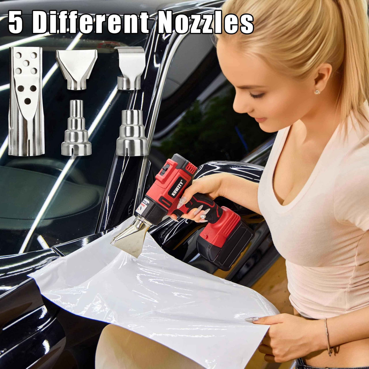 KUWZTY Cordless Heat Gun for Milwaukee M18 Battery,with LCD Digital Display, 2-Temp Setting Max 1022°F(550°C),Heat Gun for Shrink Wrapping, Tube Bending,Resin(Tool Only, NO Battery)