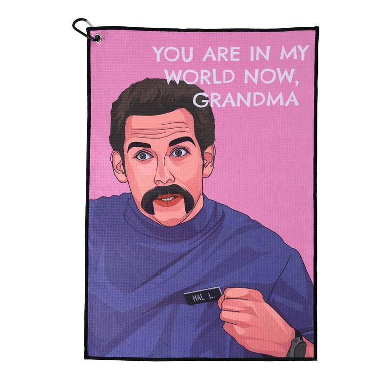 ZEETY Funny Golf Towel – 16" x 24" Premium Microfiber with Clip Holder for Golf Bags – Golf Accessories & Gifts for Men and Women (My World, Grandma)