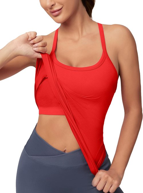 MathCat Workout Tank Top - Women's Sleeveless Gym Shirt with Built-In Bra | Seamless Racerback Design
