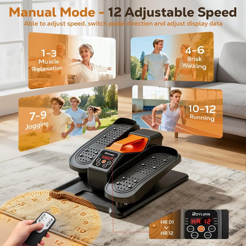Roylvan Under Desk Elliptical Machine, Electric Ellipse Leg Exercise as seen on TV, Quiet Seated Pedal Elliptical for Seniors with Remote Control for Home Office, 12 Adjustable Speeds