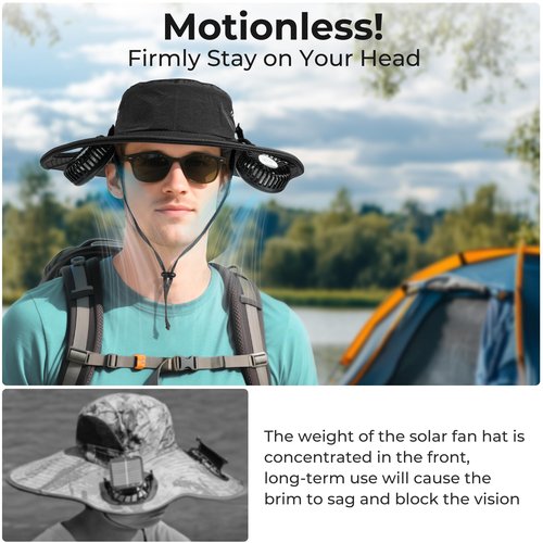 Cooling Sun Hat with Fan Rechargeable - UPF 50+ Wide Brim Bucket Hat for Sun Protection, 8Hrs Running Neck Fan Hat for Hiking, Fishing, Gardening, Camping & Beach Essentials, Gifts for Women & Men