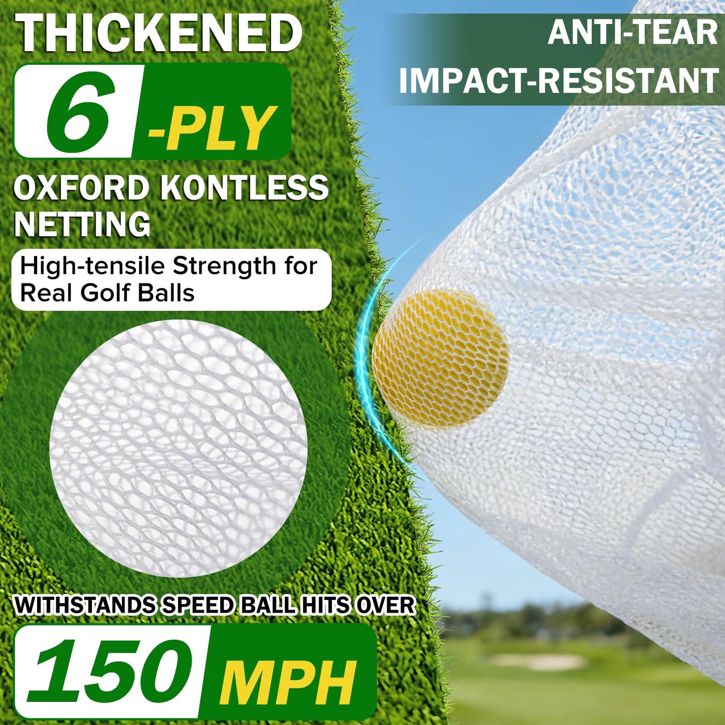 Narremcoy Golf Chipping Net with Tri-Turf Hitting Mat Set - Foldable Practice Target, 12 Foam Balls & 6 Tees in Carry Bag - Indoor Outdoor Backyard Golf Precision Training Gift & Aid for Beginners