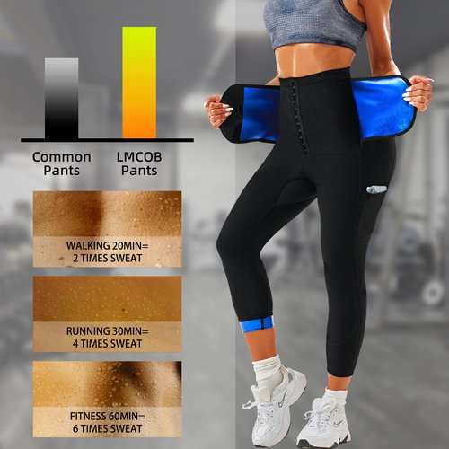 LMCOB Sauna Sweat Pants for Women High Waist Compression Sauna Leggings Workout Sauna Pants for Weight Loss(BH70063-01-XL)