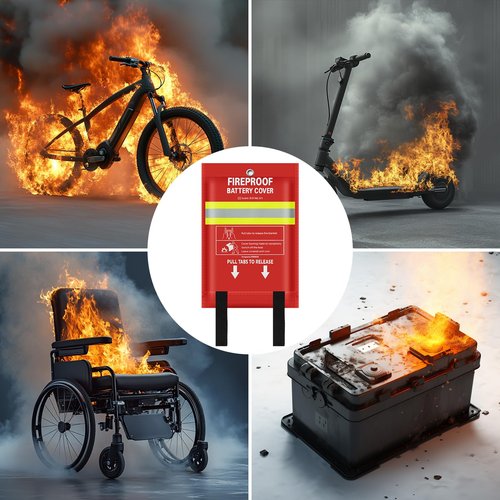 FIREWESS Lipo Battery Fireproof Cover Battery Safe Blanket for Ebike and Escooter Storage,Charging and Discharging, EV Fire Blanket for Lithium Battery (40x50 inch)