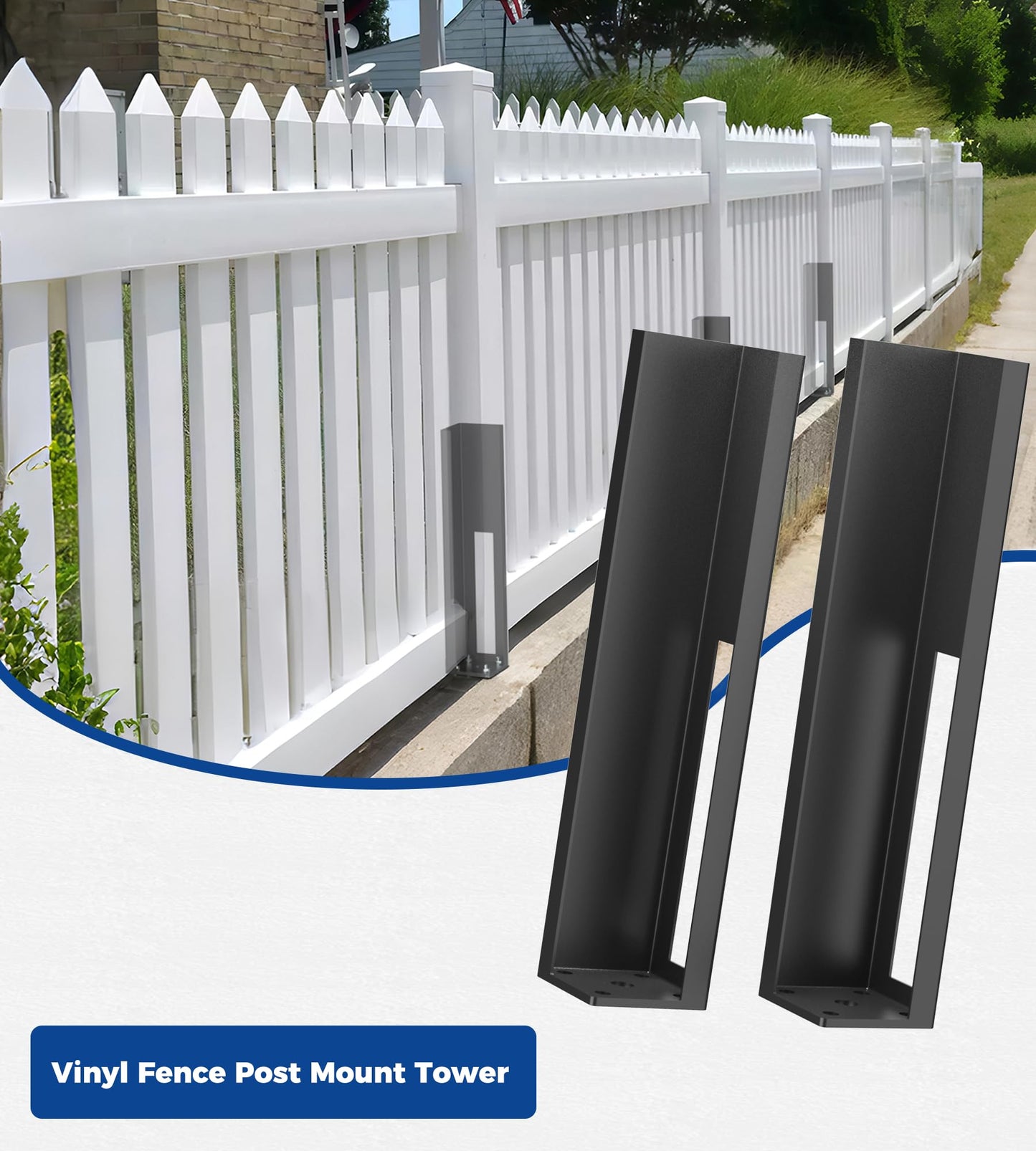 vikofan 5x5x24 Vinyl Fence Post Mount Tower with Outdoor Powder Coating for Vinyl Fence,2PCS Fence Post kit,Full Weld Fence Post Insert