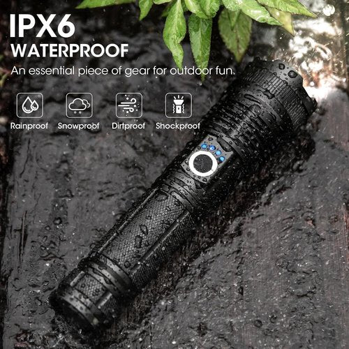 ALSTU 4 Pack Rechargeable LED Flashlight 990,000 Lumens, Adjustable with 5 Modes, IPX7 Waterproof, Handheld Flash Light for Camping Hiking Emergency Home Use (Black)