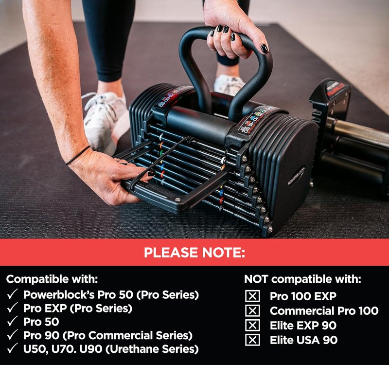 PowerBlock Pro Series Kettlebell Handle – Compatible Pro Series Dumbbells, Strength Training Accessory, for Home Gym & Commercial Use, Workout Equipment, Black