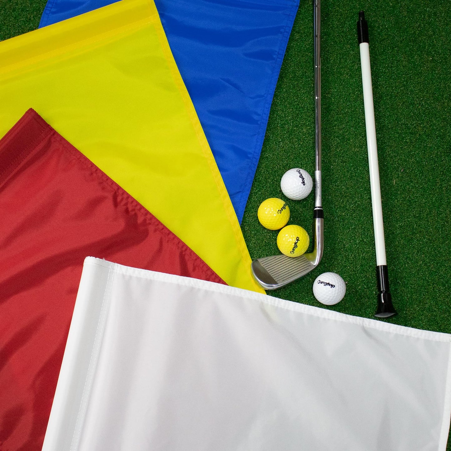 KINGTOP Golf Flag 20x14 Inch - Plain White, 420D Nylon, Tube Inserted - Standard Putting Green Flags for Backyard Practice, Golf Courses, Country Club, 1-Pack