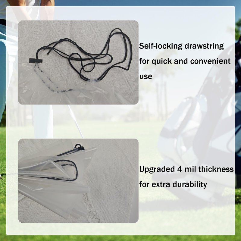 Aogigigio 2 Pack Golf Bag Cover – 31"x62" Extra Large Clear Plastic Dust Covers with Drawstring (4 Mil), Multi-Purpose Storage Bags for Golf Clubs, Household Organizing, Reusable (Clear)
