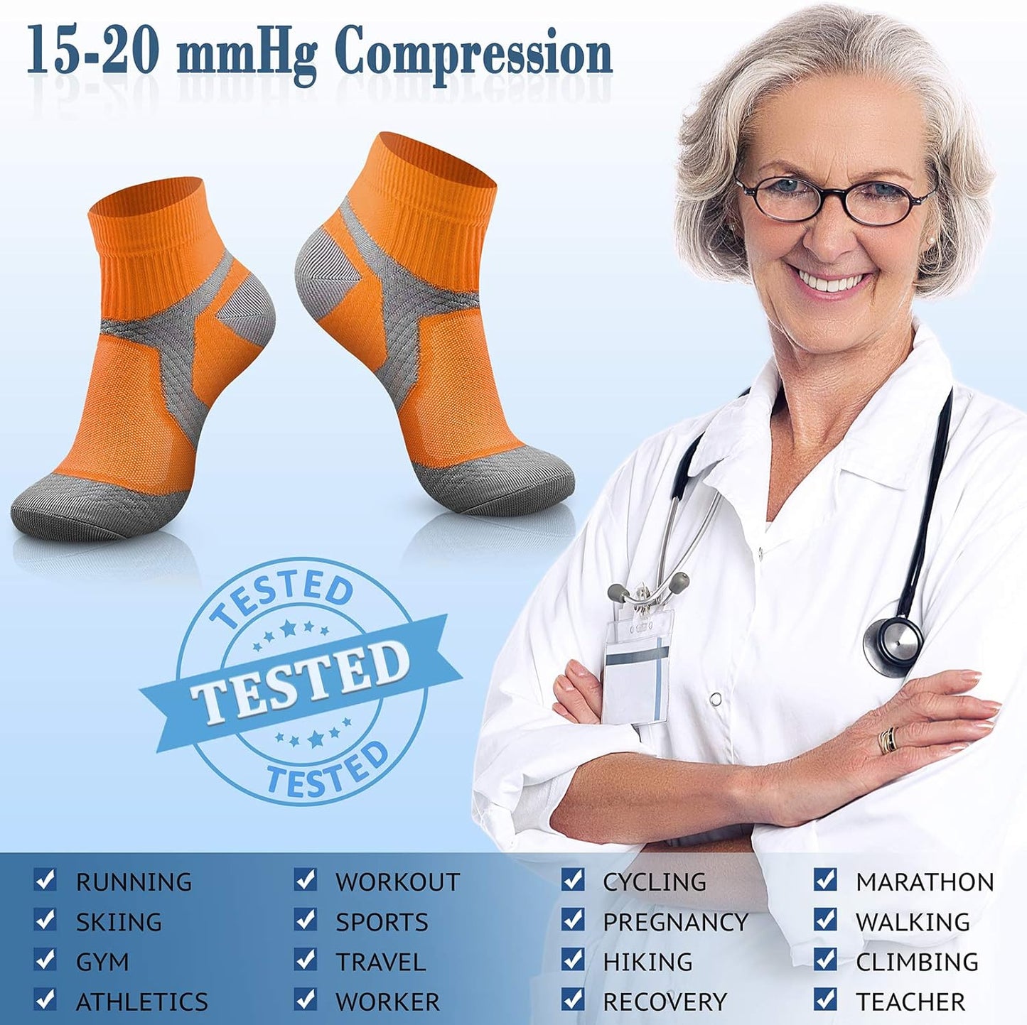 CHARMKING Compression Socks - 15-20 mmHg Circulation Support for Athletic Running & Daily Wear