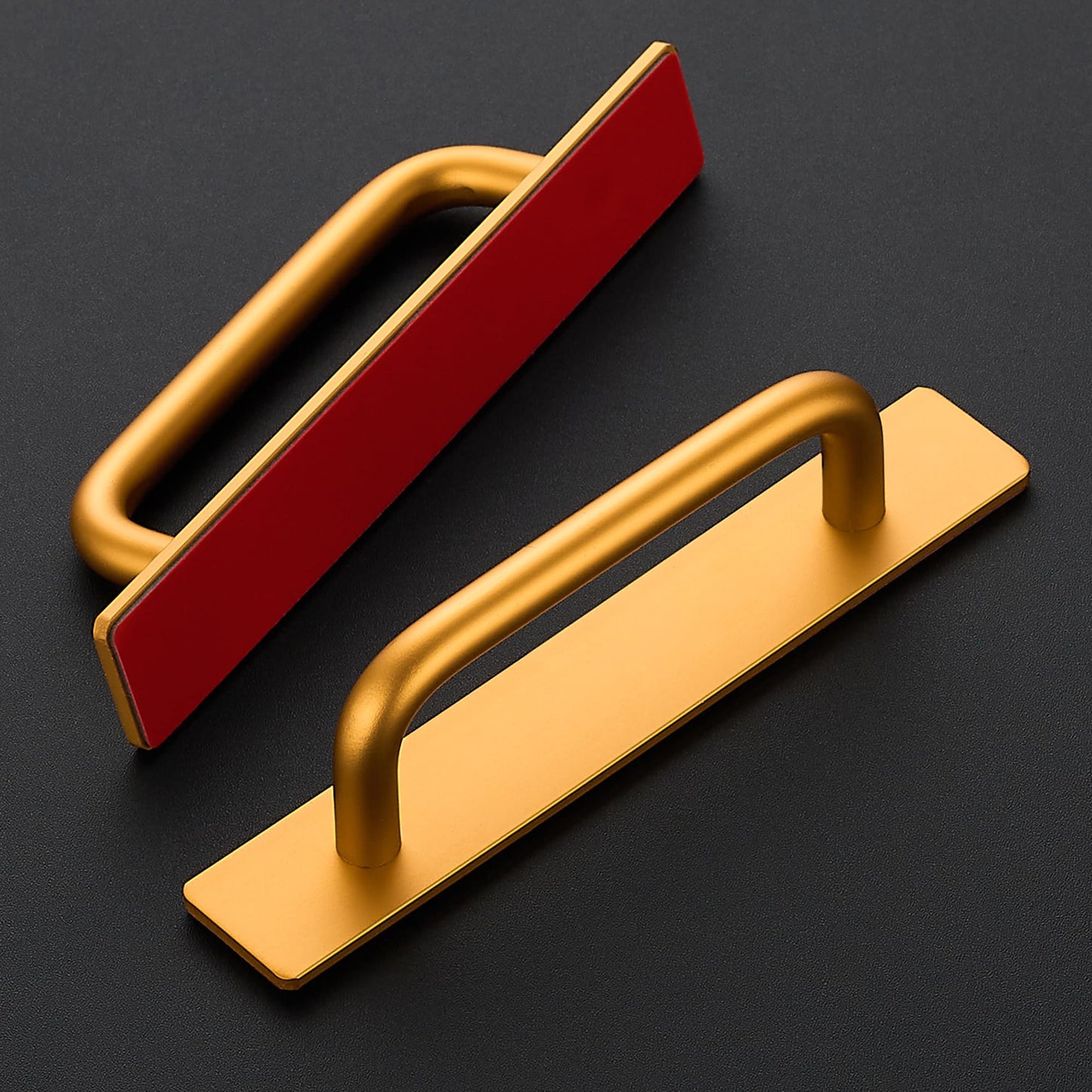 2 Pack Adhesive Handles Self Stick Instant Cabinet Handles 5.83" Stick on Cabinet Handles Drawer Push Pull Handles Helper Sliding Screen Door Handles for Sliding Closet Window Wardrobe - Gold