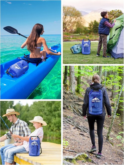 HEETA Waterproof Dry Bag - Lightweight Roll Top Storage Backpack with Phone Case | 5L/10L/20L/30L/40L Sizes for Travel, Swimming, Boating, and Camping