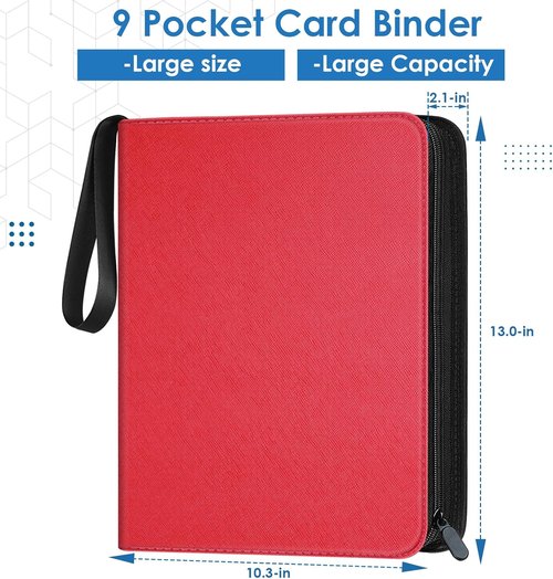 900 Pockets Card Binder - Durable Trading Card Holder Album for Sports & Game Cards | Red
