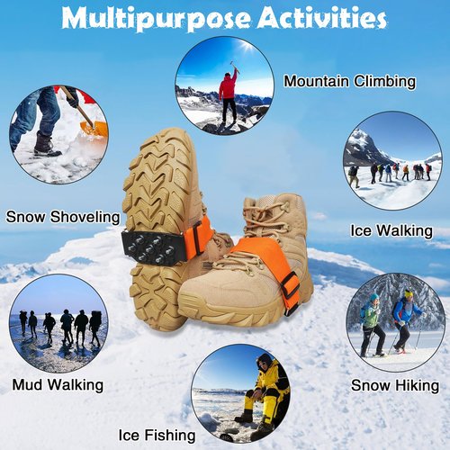Mid-Sole Ice Cleats for Boots and Shoes Men & Women Crampons Anti Slip Ice Shoes Snow Traction Cleats -Rotatable Traction Aids for Winter Snow L/XL-2PCS