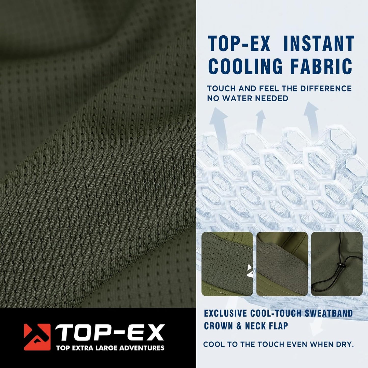 TOP-EX Cooling Sun Hat - UPF 50+ Wide Brim with Neck Flap for Hiking, Fishing & Comfort
