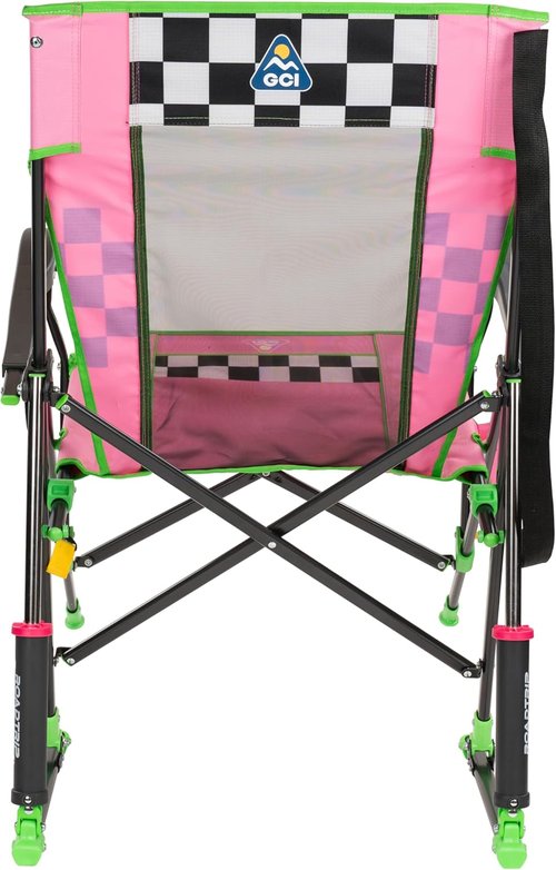 GCI Outdoor Rocking Camping Chair - Portable Folding Design with Durable Armrests & Drink Holder, Pink